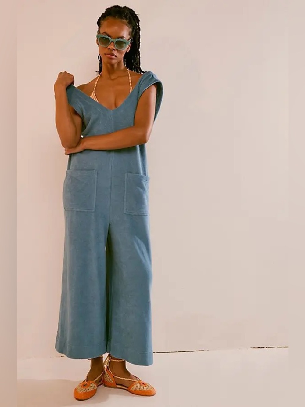 Free people beach terry cloth jumpsuit